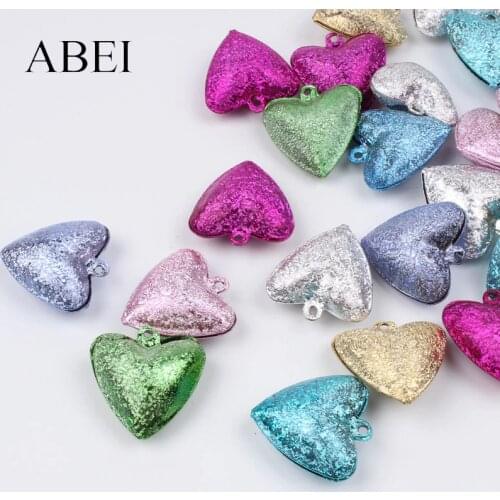 20pcs 25mm Mix Colors Heart Shape Bells For Wedding Party Decoration DIY Gingle bell Handmade Craft Ornaments bells wholesale