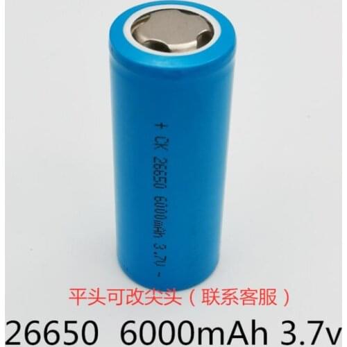 2PCS Flat-top Safe-charging 26650 6000mAh Lithium-ion Li-ion Batteries LED Light Remote Control Camcorder ICR 26650 Battery