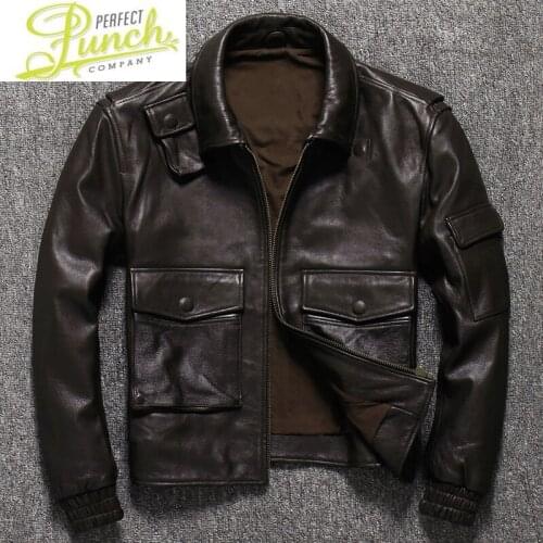 Leather Men Real Cow Coat Mens Clothing Short Slim Full Aviator Jacket Plus Size Casual 2021 Spring H1842 PWX77