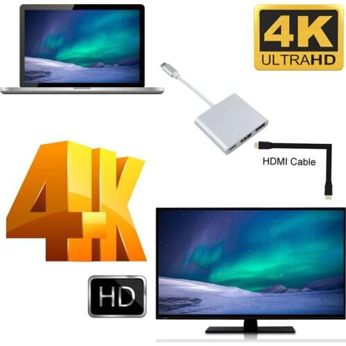 MINI Converter Adapter Type C To HDMI-compatible USB 3.0 Charging Adapter USB-C 3.1 Hub Adapter for Mac Air Pro Huawei Mate10