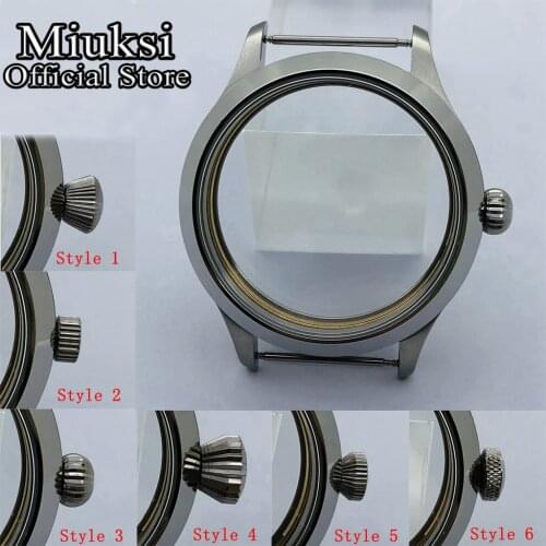 Miuksi 45mm silver stainless steel case fit ETA 6497 6498 Seagull ST3600 ST3620 ST36 series movement