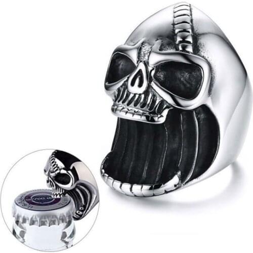 Men Hip Hop Skull Head Rings Punk Bottle Opener Ring Cool Fashion Rings New Gothic Jewelry Male Unisex Vintage Accessories