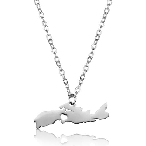 New 304 Stainless Steel Nova Scotia Map Necklace High Quality Canada Nova Scotia Map Heart Pendant Necklace Women Map Jewellery