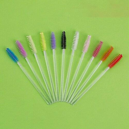 50 Pcs White Crystal Glitter Eyelash Mascara Wands Mini Colorful Eye Lashes Spoolie Brush Eyebrow Comb Beauty Tools