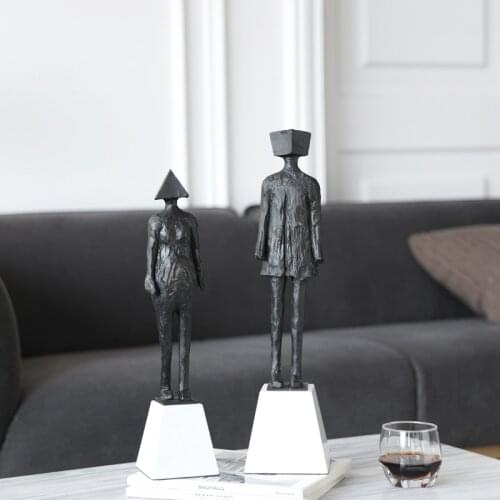 Modern Abstract Male And Female Character Art Statue Cast Iron Ornament Office Home Desktop Decoration Marble Figurines