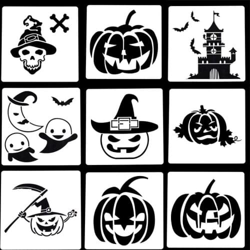 2pc Haunted House Stencil Painting Template Stencils For Walls DIY Scrapbooking Bullet Journal Accessories Plastic Reusable 15cm