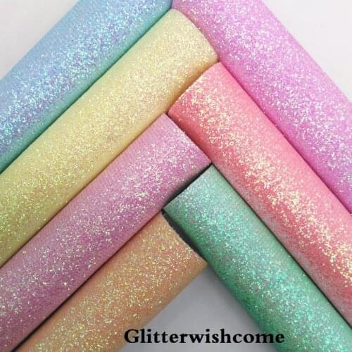 Glitterwishcome 21X29CM A4 Size Vinyl For Bows Pastel Color Glitter Leather fabric Vinyl for Bows, GM125A