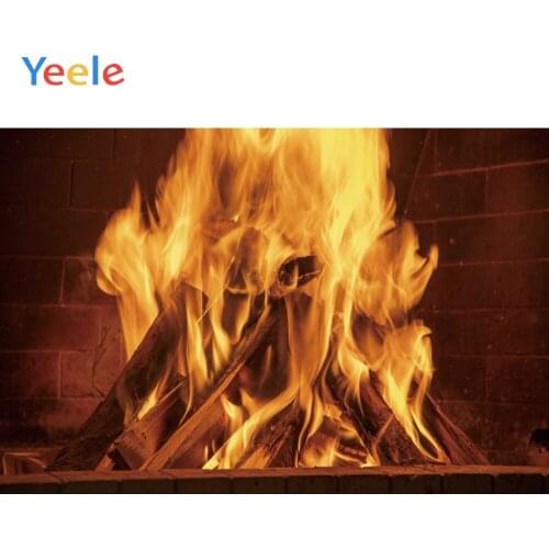 Christmas New Year Fireplace Wood Fire Backdrop Photography Backdrops Vinyl Photographic Backgrounds For Photo Studio Photophone