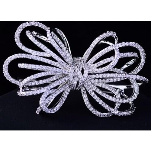 High quality corsage micro - inlaid zircon brooch silver bow brooch clothing accessories for women