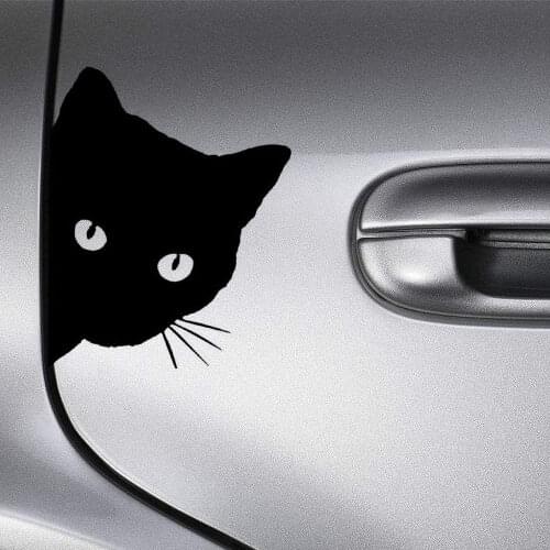 Cat Peeking Sticker for Car Black/White Funny Vinyl Decal Car Styling Decoration Accessories 15cm*12cm