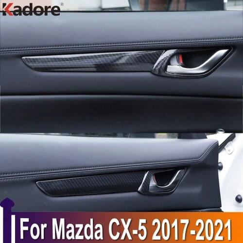 For Mazda CX-5 CX5 2017 2018 2019 2020 Carbon Fiber Interior Door Handle Cover Trims Protection Sticker Car Styling Accessories