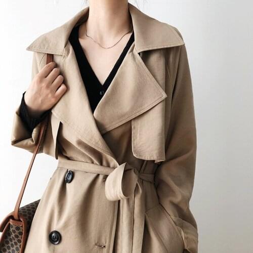 2021 spring new Korean style loose thin style temperament lace mid-length windbreaker jacket women