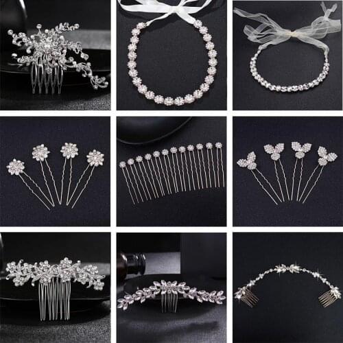 QYY Fashion Austrian Crystal Wedding Hair Pins and Clips Rhinestone Bridal Hair Jewelry Accessories Women Headpieces