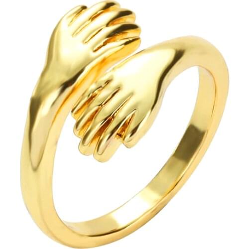 Womens gold cz rings Punk Hug copper zirconia open adjustable rings simple initial jewery Engagement wedding rings for women