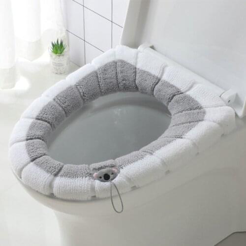 Winter Warmer Toilet Lid Cover Soft Plush O-shape Seat Cover Bathroom Pedestal Pan Cushion Pads Lycra Flush Comfortable Toilet