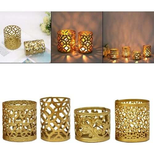 Gold Candle Holders Candlestick Stand Lantern Table Ornaments Wedding Decor