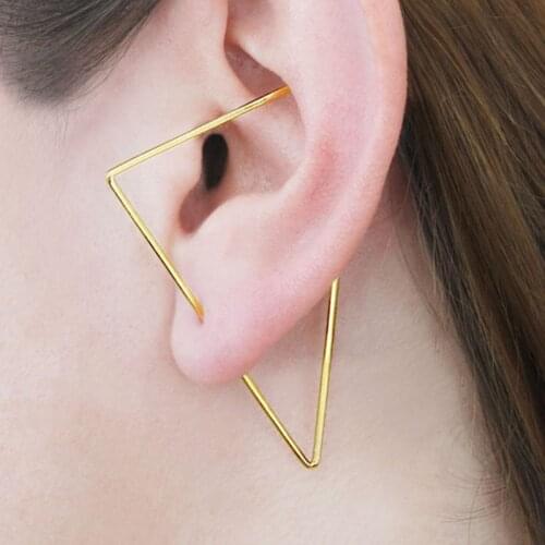 Gold Triangle Ear Climber Handmade Triangle Earrings Gold Filled/925 Silver Jewelry Oorbellen Minimalist Earrings For Women