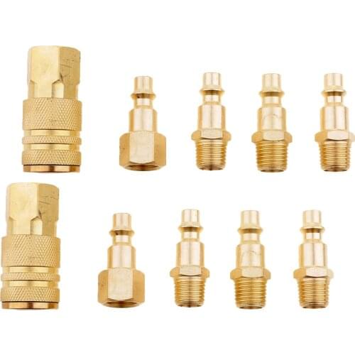 10 Pieces Air Line Hose Compressor Fitting Connector Quick Release 1/4'' NPT