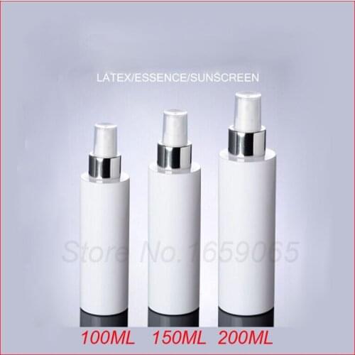 100/150/200ML PET white flat shoulder plastic mist spray bottle bottle cosmetic container Cosmetic Packaging Refillable Bottles