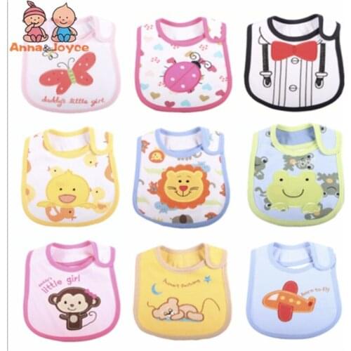 12pcs/lot Cotton Baby Boys Girls Bibs Infant Embroidered Saliva Towels Baby Waterproof Bib