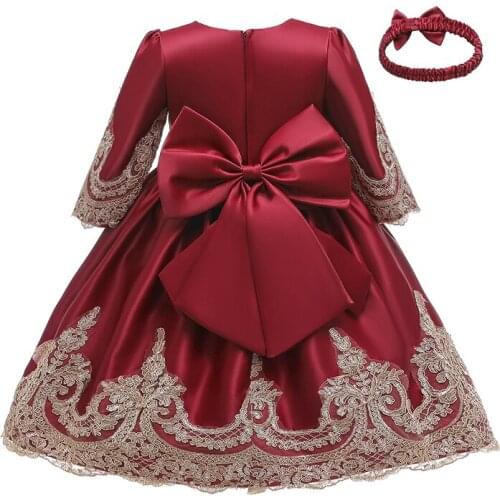 2021 Summer Vintage Court Party Evening Elegant Dress Kids Dresses For Girls Big Bow Vestido Wedding Girl Princess Dress