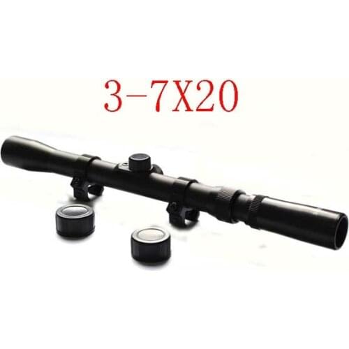 3-7x20 Mil-Dot Hunting Zoom Airgun Air Rifle Scope with Free Mounts Outdoor Airsoft Optical Sight for Hunting 6-0025