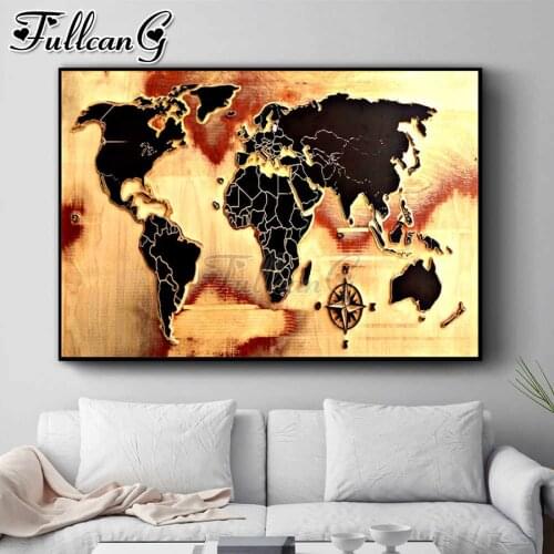 FULLCANG diy 5d diamond mosaic abstract world map diamond painting full square round drill diamond embroidery sale decor FC2477