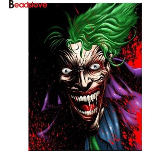 Clown diamond painting angular stones diamond mosaic full square round 5 d diamond painting sale terror men home art