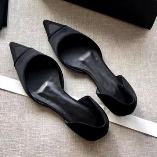 Spring Women Shoes Classic Ladies Silk Flats Fashion Female Pointed Toe Shoes Solid Shallow Ballet White Chaussure Casual