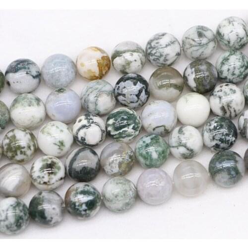 4 6 8 10 12 mm Natural Stone Tree Agates Round Loose Beads Dendritic Spacer Bead For DIY Jewelry Making Accessories Supplies