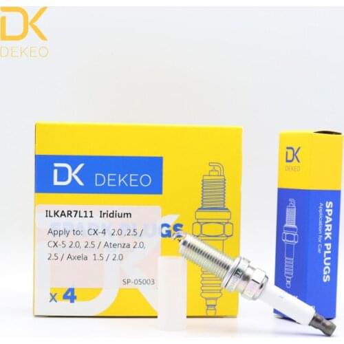 Dekeo Iridium Spark Plug ILKAR7L11(94124) FXE20HE11 VR7NII33X Fit for Mazda Atenza CX-3 CX-4 CX-5 Mazda 3 Pack of 4PCS