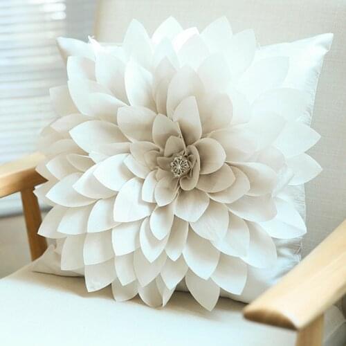 Decoration Throw Pillows Handmade Diamond Flowers Pillow Cover WITH Inner Pillow Home Decor White Ivory White Cushion Cover