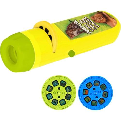 Projection Flashlight Children Projector Light Cute Cartoon Toy Slide Projector Torch Kid Educational Animals Sleeping Story Toy