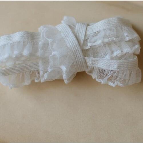 10 Meters Ivory Ruffle Lace Trim Elastic Lace Ribbon for Packing Accessory Decoration Handmade Material