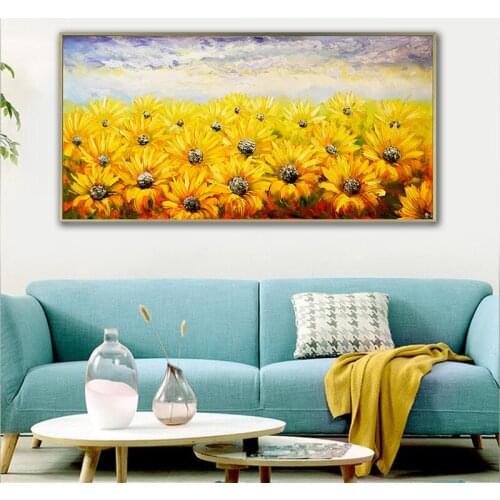Sunflower oil canvas printed painting abstract flower wall art prints posters living room bed room decoration