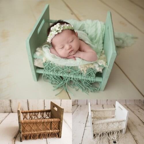 Tassel Posing Wood Bed For Newborn Photography Props Photo Flokati Shoot Studio Accessories Baby Fotografia Photoshoot Baskets