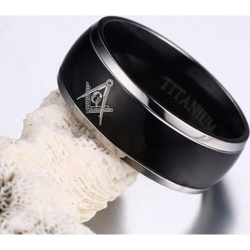 Creative Fashion Freemasonry Ag Logo Black Ring Luxury Popular Simple Personality Hip Hop Party Unisex Jewelry Accessories
