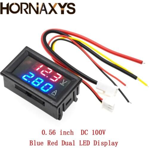 0.56 inch Mini Digital Voltmeter Ammeter DC 100V 10A Panel Amp Volt Voltage Current Meter Tester Blue Red Dual LED Display