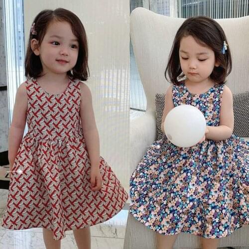 Fashion Girls Dress Sleeveless Heart Halter Dress Summer Girls Clothes 2021 Baby Girl Vest Dress