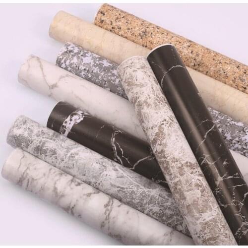 Marble Wallpaper Self Adhesive Waterproof Vinyl Film Granite Paper for Old Furniture Countertop Kitchen Wall Stickers 10m