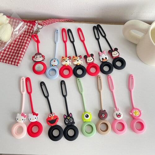 Cartoon Kawaii Soft Silicone Case For AirTag Keychain Keyring Cute cat Case for AirTag Lovely Protective Cover