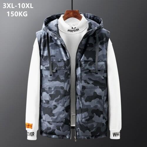 Men Vests Winter Sleeveless Jacket Cargo Man Hoodies Thick Camouflage Mens Clothing Plus Size 6XL 7XL 8XL 9XL Mens Waistcoat