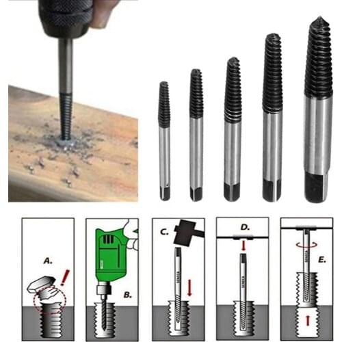 Practical High Quality 5PC Screw Extractor Drill Bits Guide Broken Damaged Bolt Remover Car-styling Storage Box Car Repair Tools