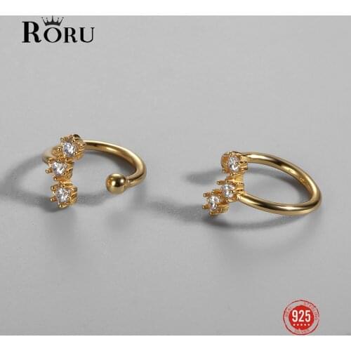 Genuine 925 Sterling Silver Clip Earring Zircon Shiny Gold Earrings Fine Jewelry Luxury Personality Earrings for Women