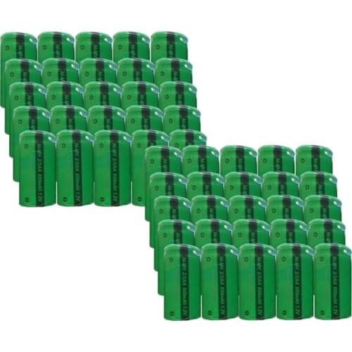 50PCS PKCELL 1.2V NIMH 2/3 AA batteries 650MAH rechargeble battery flat top industry package