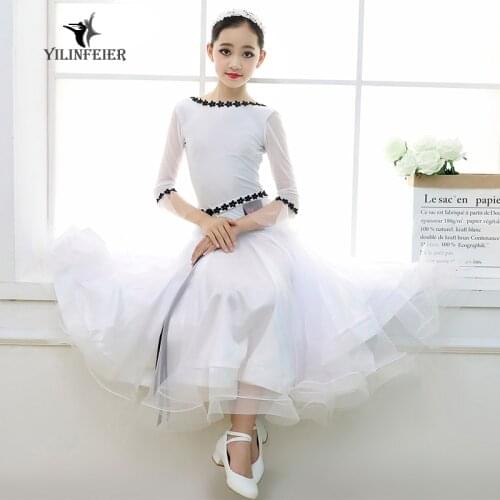 New childrens modern dress girls ballroom dancing costumes dress art performances S7006