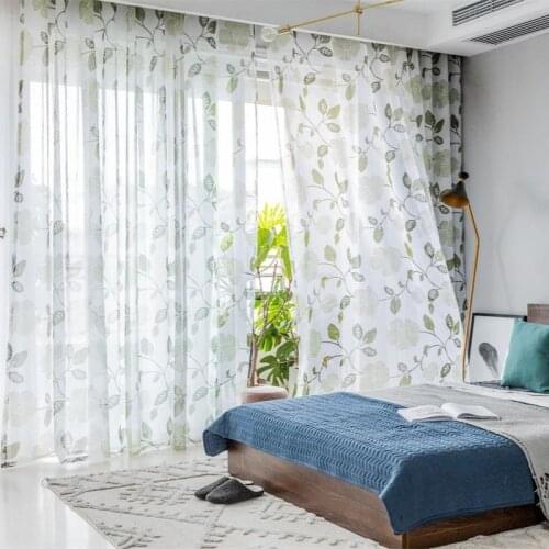 Thicken Printed Sheer Tulle Curtains for Living Room Bedroom Modern Window Sheer Curtains for Kitchen Window Drapes