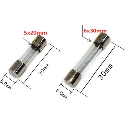 10pcs6*30mm5*20mm Glass Fuse 250V 0.1 0.2 0.3 0.5 1 2 3 4 5 6 8 10 15 20 25 30A AMP Fuse Electronic Component Voltage Protection