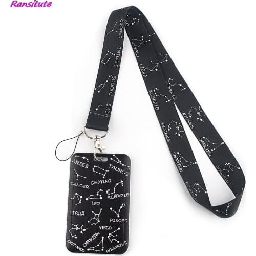 Ransitute R1458 Constellation Creative Lanyard Card Holder Student Hanging Neck Phone Lanyard Badge Subway Access Card Holder