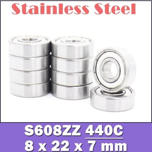 S608ZZ Bearing 8*22*7 mm ( 10PCS ) ABEC-1 440C Roller Stainless Steel S608Z S608 Z ZZ Ball Bearings